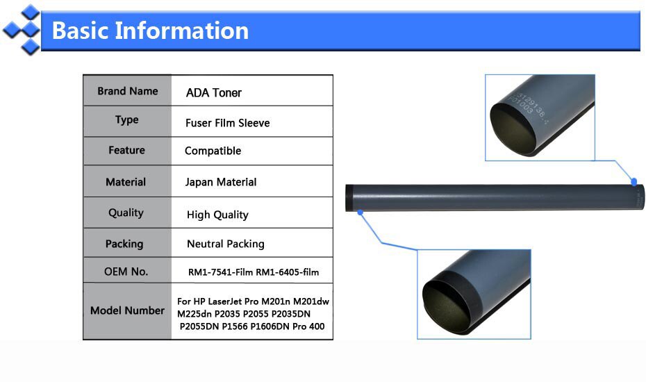 10X Japan Material Fuser Film Sleeve for HP P2035 P2055 P1566 1566 2055 2035 P2055dn for HP Laserjet M401 Pro 400 Grease Printer