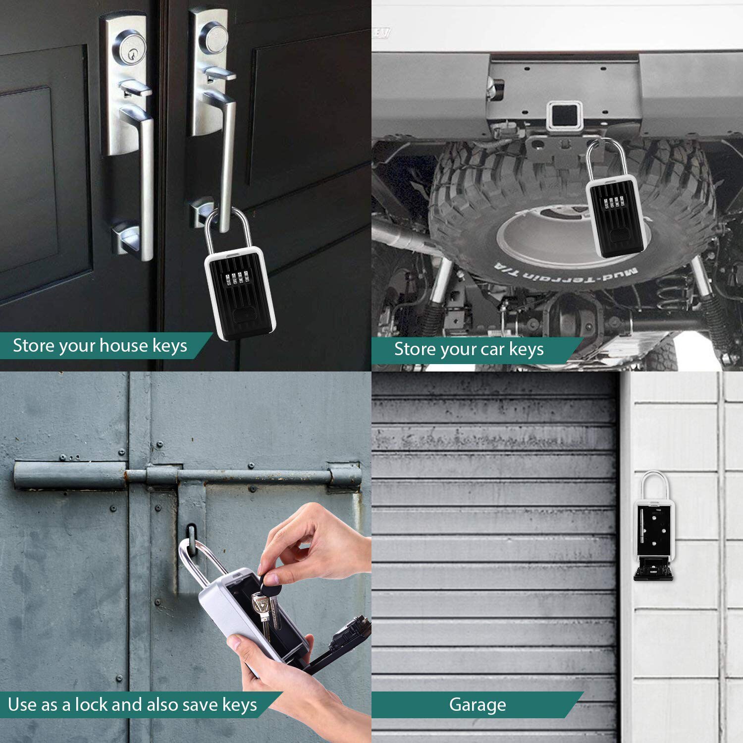 4-Cijferige Wachtwoord Sleutel Doos Muur Gemonteerde Metalen Haak Type Wachtwoord Vergrendelen Outdoor Sleutel Opbergdoos Anti-diefstal Waterdichte Opbergbox