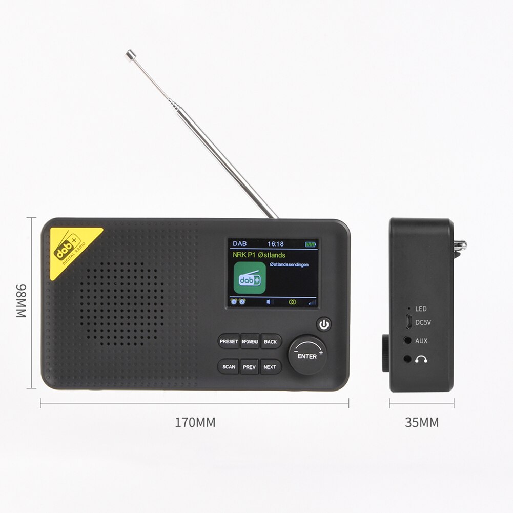 Portable DAB FM Receiver 5.0 Bluetooth Digital Stereo 2.4 inch LCD Display Home Radio Mini Player Receiver Broadcasting Player