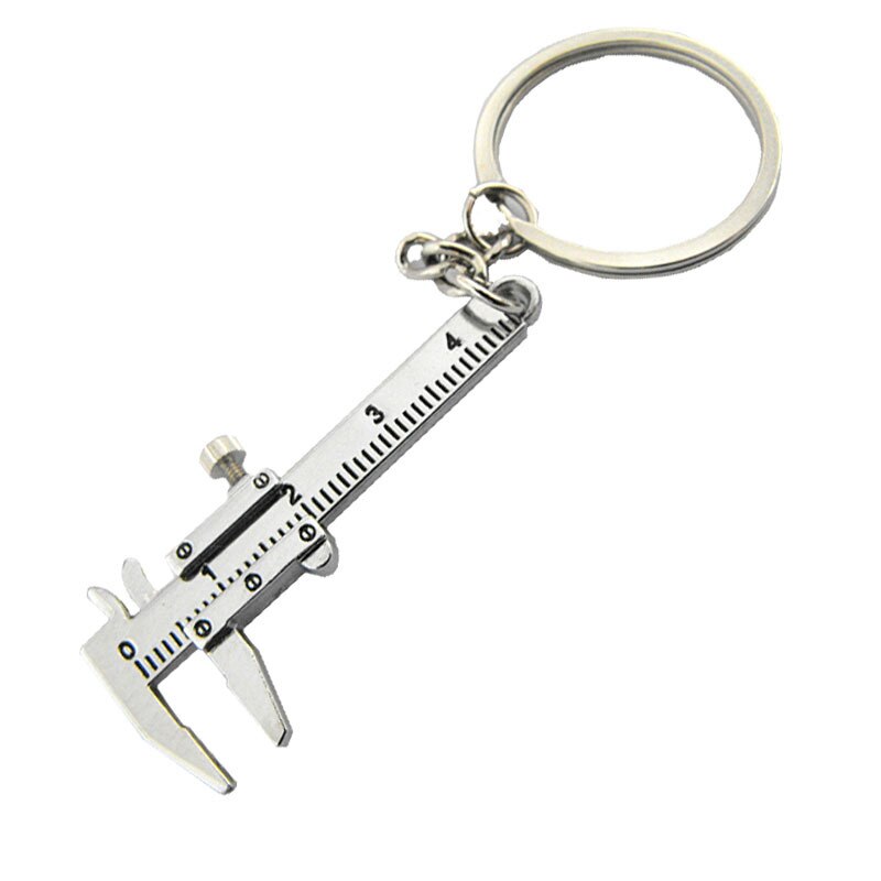 Portable 0-4cm Mini Vernier Calipers Keychain Measuring Gauging Tools Key Ring Style Simulation Model Ruler Vernier Caliper: Silver