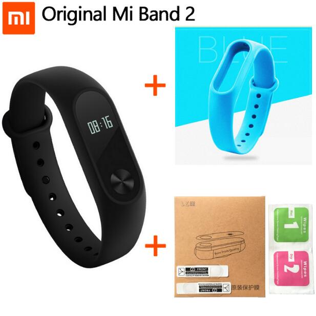 100% original xiaomi Mi Band 2 smart Wristband Bracelet Miband2 + Smart Heart Rate Fitness Touchpad: Blue