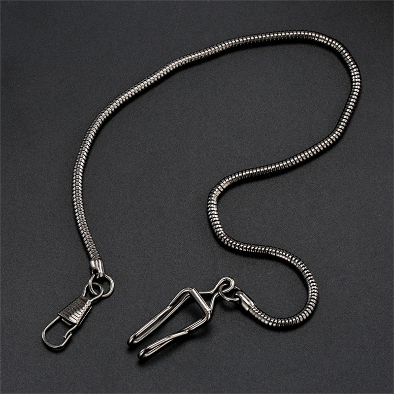 Reloj de bolsillo clásico de acero inoxidable, cadena plateada, negra, dorada, bronce, cadenas geniales, accesorios para relojes de bolsillo,: Rosa