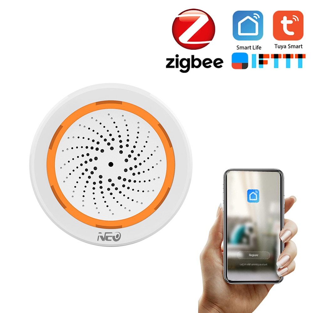 Neo tuya smart zigbee temperatur fugtighedssensor indbygget sirene alarm sensor arbejde med gateway hub hjemmeautomatisering scene