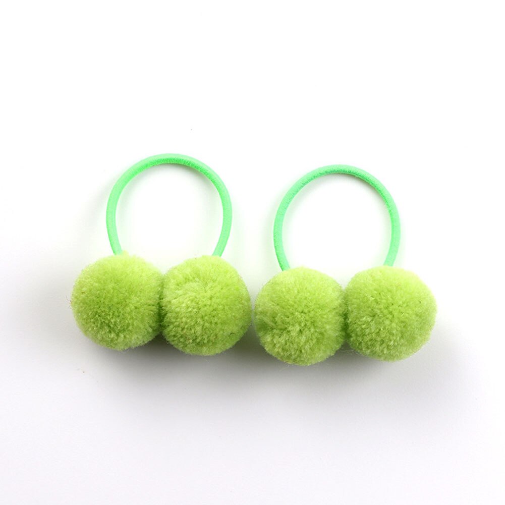 Anillo para el pelo con dos bolas pequeñas y lisas para niña, banda de goma elástica, gomas para el pelo, accesorios para el cabello, adornos para la cabeza, para niña, 2 piezas: Verde
