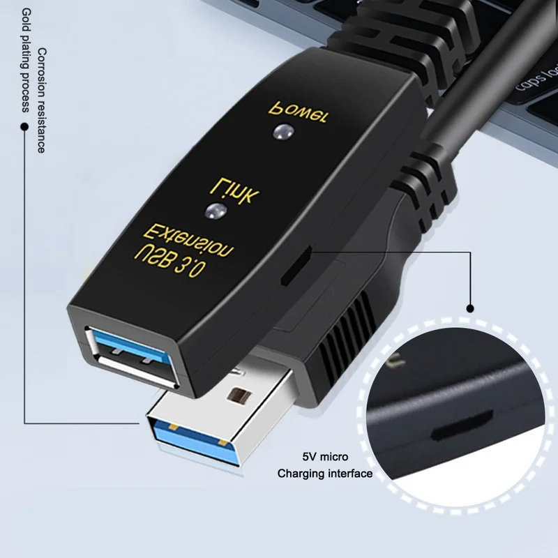 Câble d'extension USB 3.0 actif 5M 10M avec amplificateur USB 3.0 Type A mâle à femelle USB 3.0 câble d'extension répéteur cordon