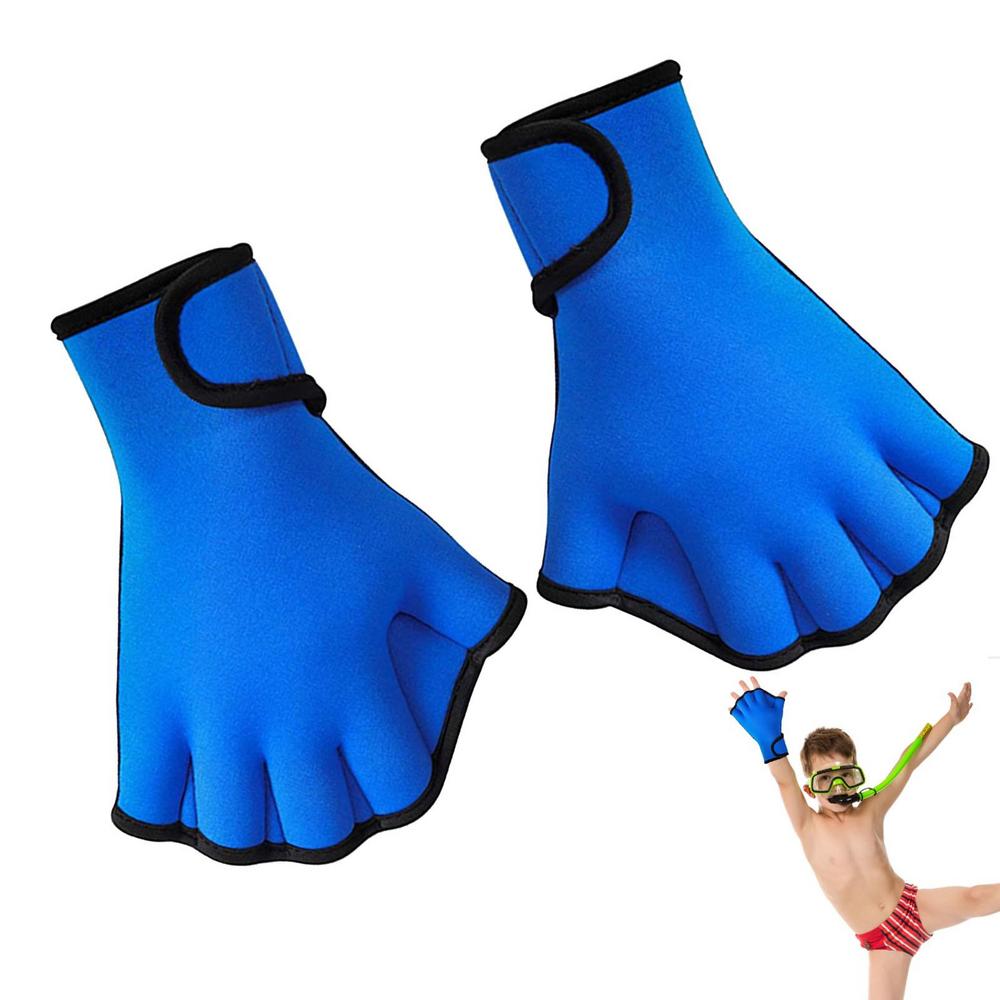 Webbed Gloves For Swimming Aquatic Gloves For Helping Upper Body Resistant Water Aerobics And Swimming Resistant Training Gloves: Blue / L