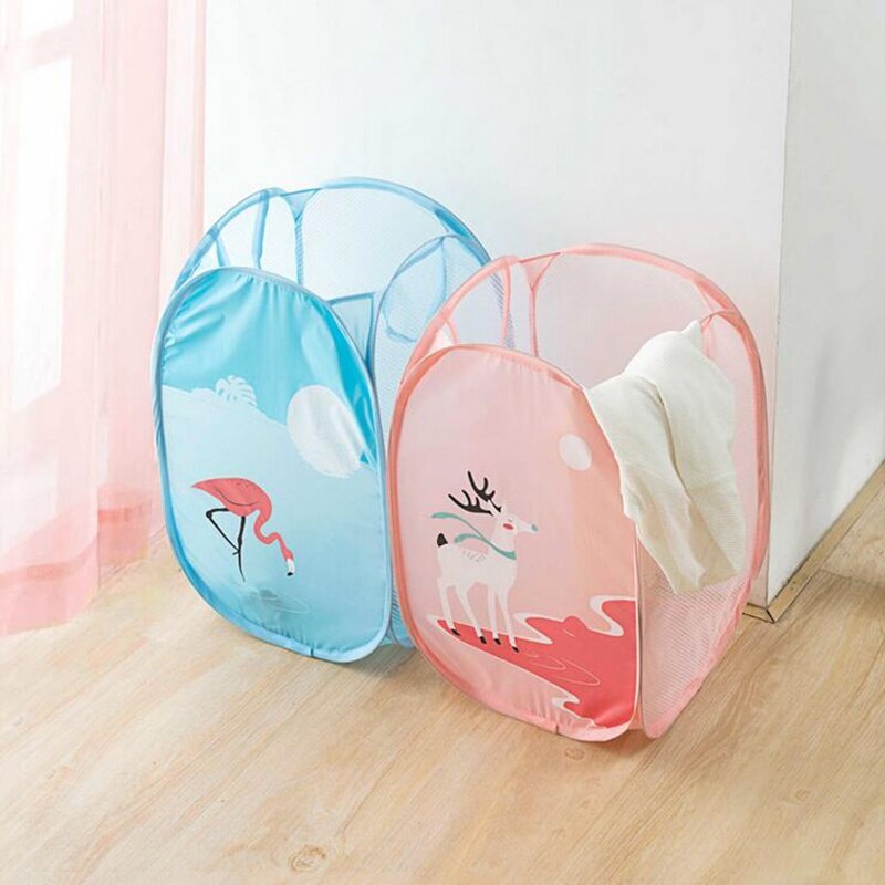 Panier à linge pliant Pop-Up, pour vêtements sales, soutien-gorge grande capacité, sous-vêtements, sac à linge en maille de lavage, dessin animé