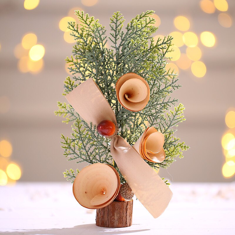 25CM Miniature Christmas Tree Decorations Desktop Atmosphere Layout Simulation Festive Family Decor Simulation Christmas Tree: pine leaves