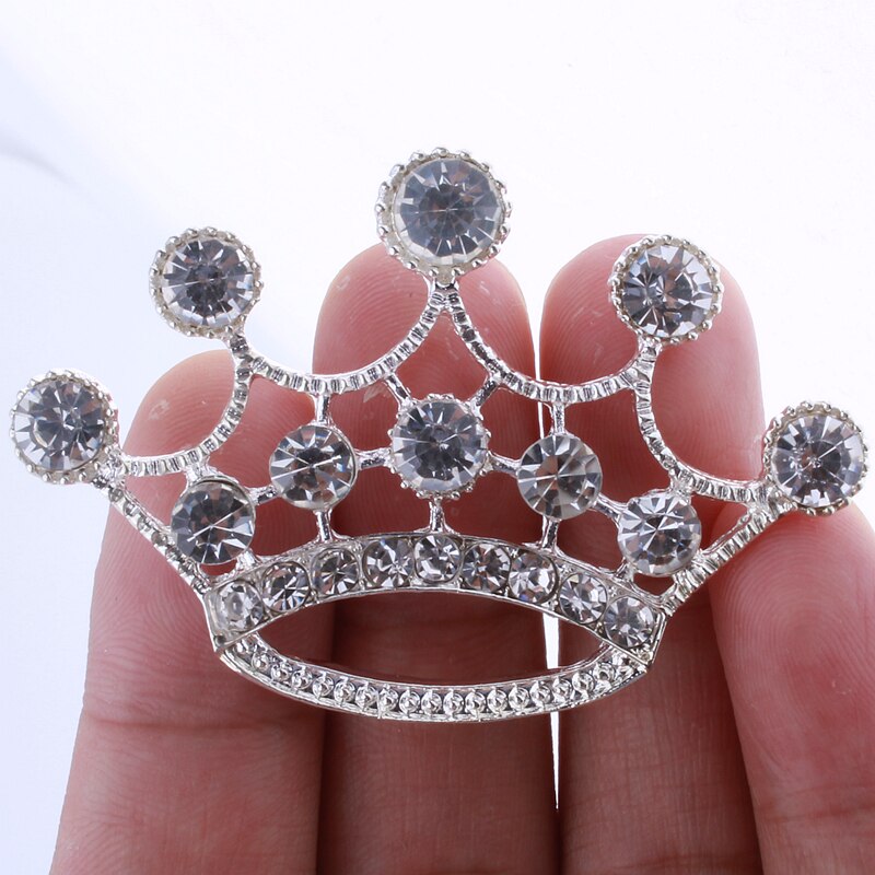 10 st 5.7cm krona strass knappar för heminredning legering metall kristall knapp för tyg bröllop
