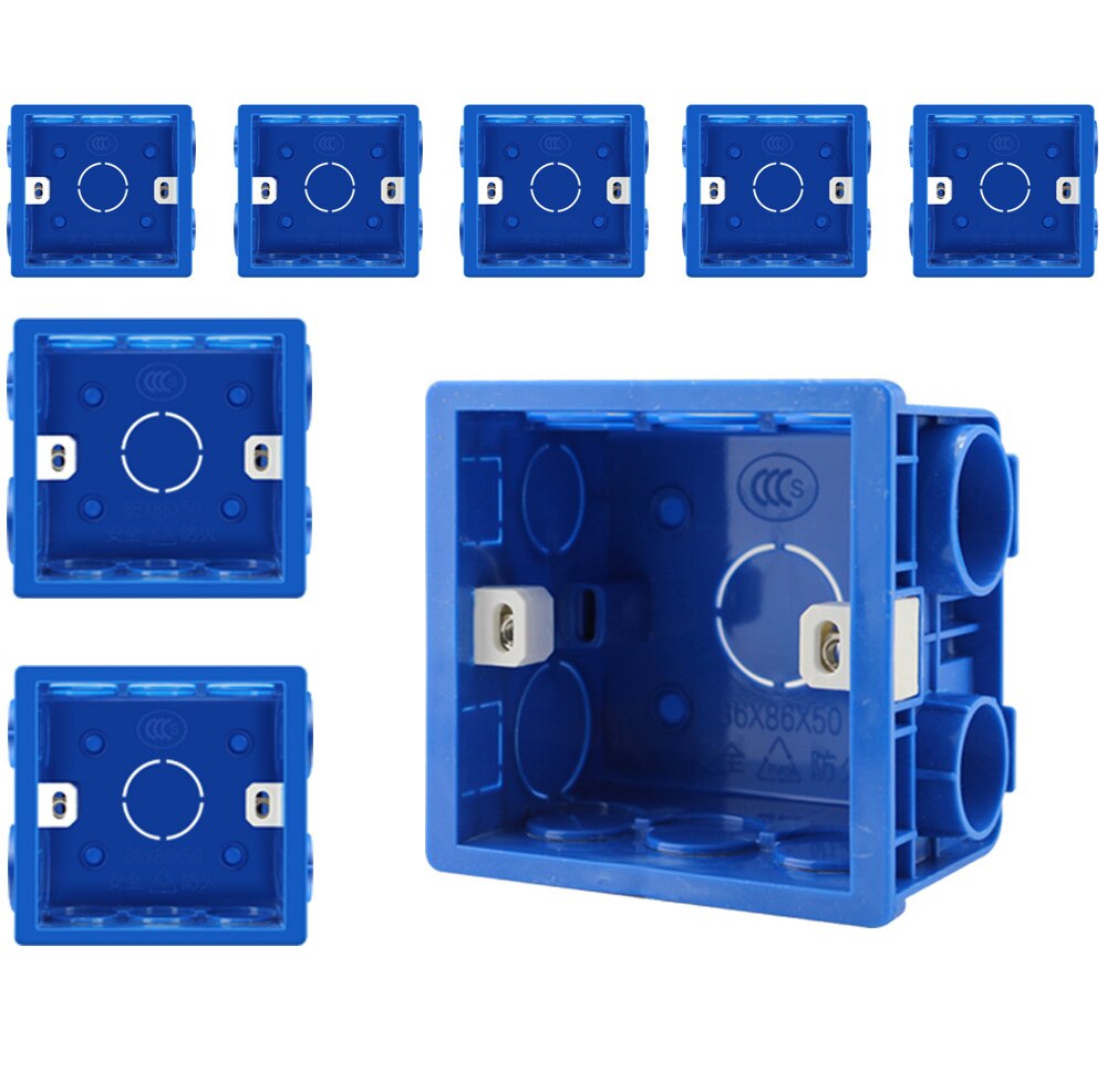 Justerbar 86- kontakts boks, monteres tilbage mørk boks pvc 50mm dybdevægskontakt vægstik montering kassetteboks ,12 stk: 8 stk