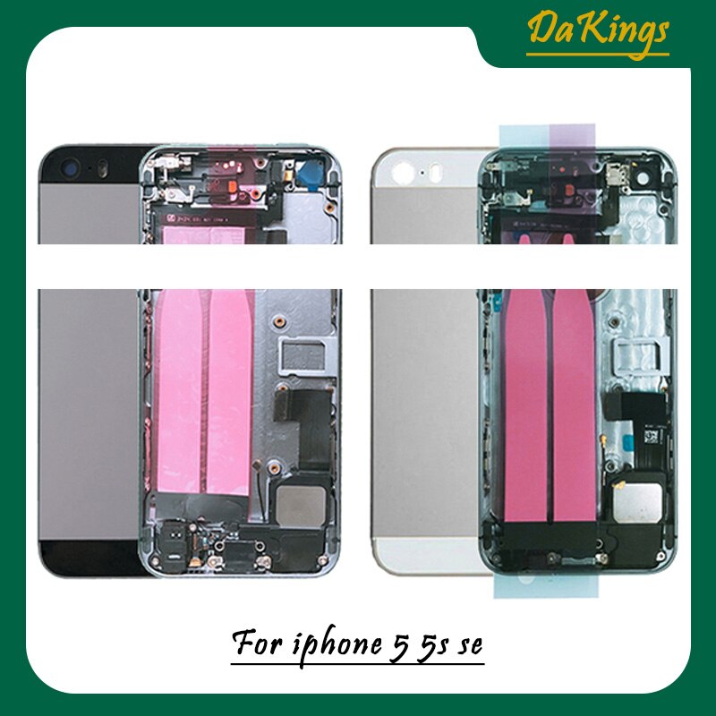 Back Middle Frame Chassis for iPhone5 SE Full Housing Assembly Battery Cover Door Rear with Flex Cable