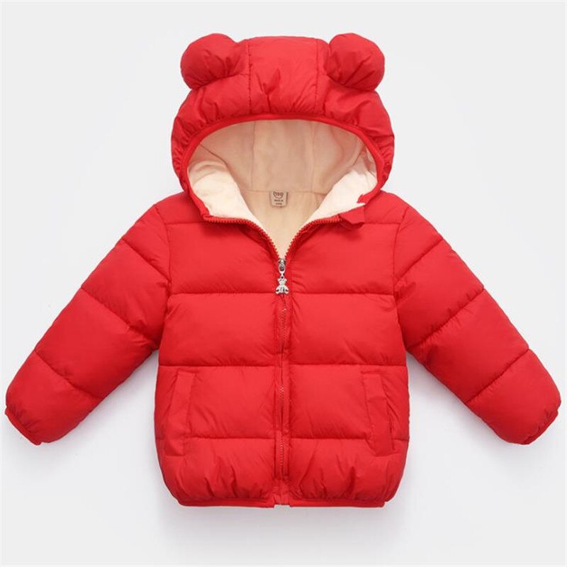 Thick Baby Snowsuit Hooded Winter Coat Cotton Baby Snow Wear 5 Color Solid Kids Snowsuit for Boys and Girls