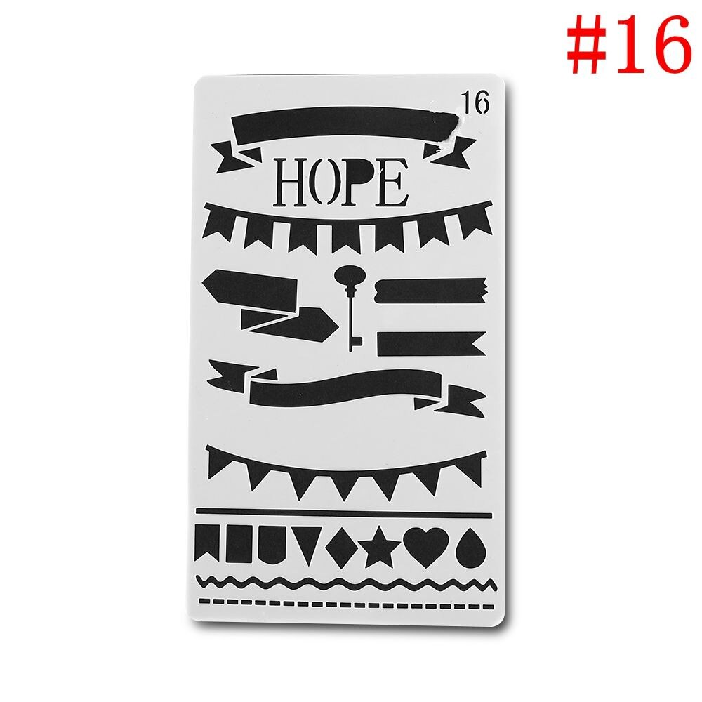 1pc Hollow Ruler Plastic Stencils Bullet DIY Journal Stencil Template Journal Notebook Diary Scrapbook Stationery Portable Art: 16