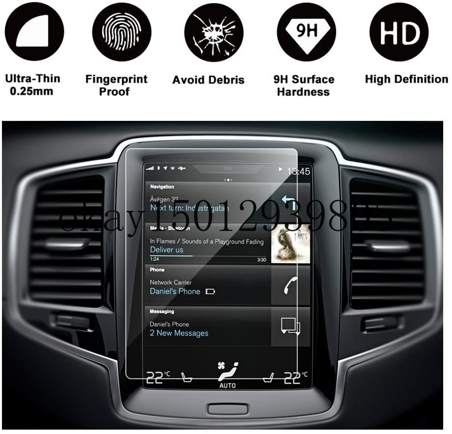 För volvo  v90 s90 xc90 sensus navigationssystem 8.7- tum bilnavigeringsskyddsfilm, klart härdat glas hd