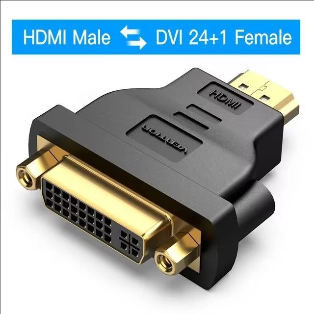 DVI naar HDMI bidirectionele adapter DVI D 24+1 mannelijk naar HDMI vrouwelijk kabelconnectorconverter voor HDMI-projector naar DVI: Black