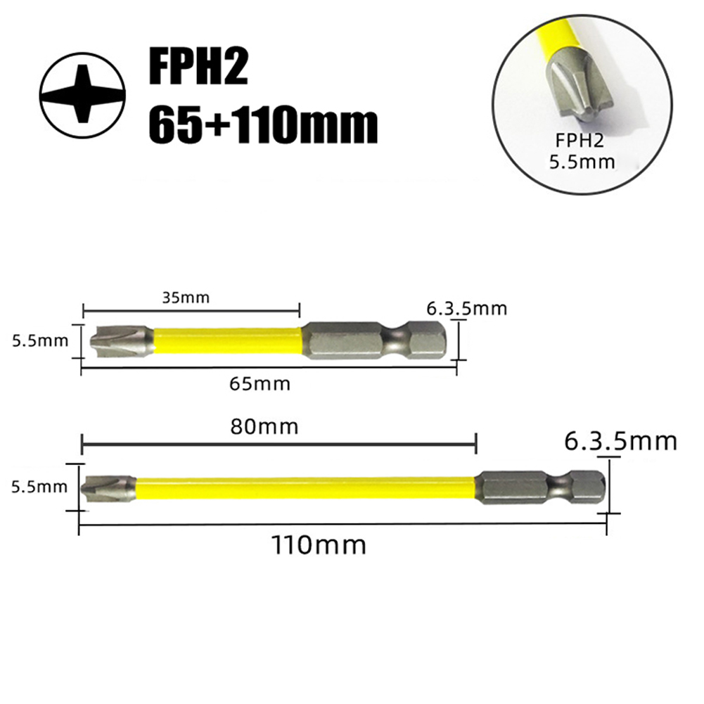 1/2 Uds. Destornillador de estrella especial magnético, destornillador de cabeza de lote de acero de aleación, destornillador magnético FPH1 FPH2 FPH3, herramientas manuales: Oro