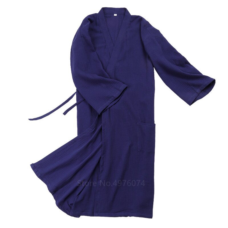 Cotton-colored Woven Jacquard Kimono Robes with Belt Loose Men's Long Sleeve Large Size Yukata Sweat-steamed Clothes