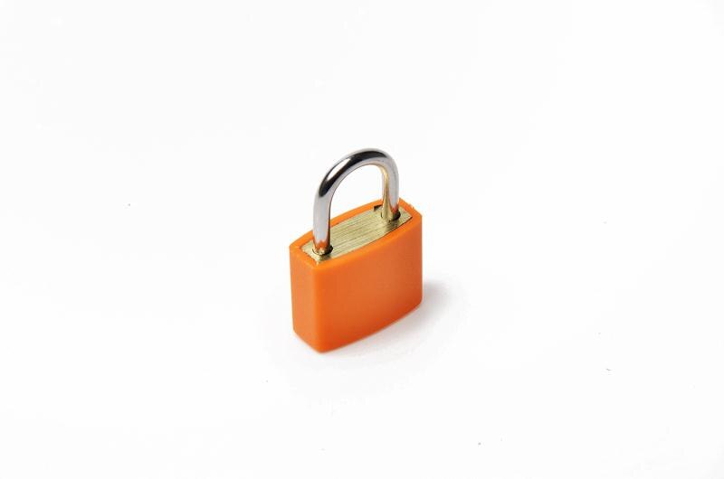 Plastic Casing Lock Brass Lock Body Luggage Zipper Padlock With Two Keys For bags: orange