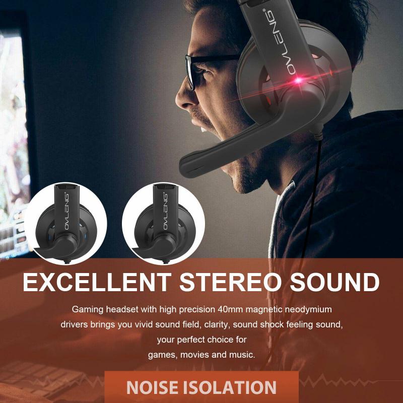 Gaming Headsets Headphones With Light Mic Stereo Earphones Deep Bass For PC Computer Gamer Laptop For PS4 X-BOX/Nintendo Switch