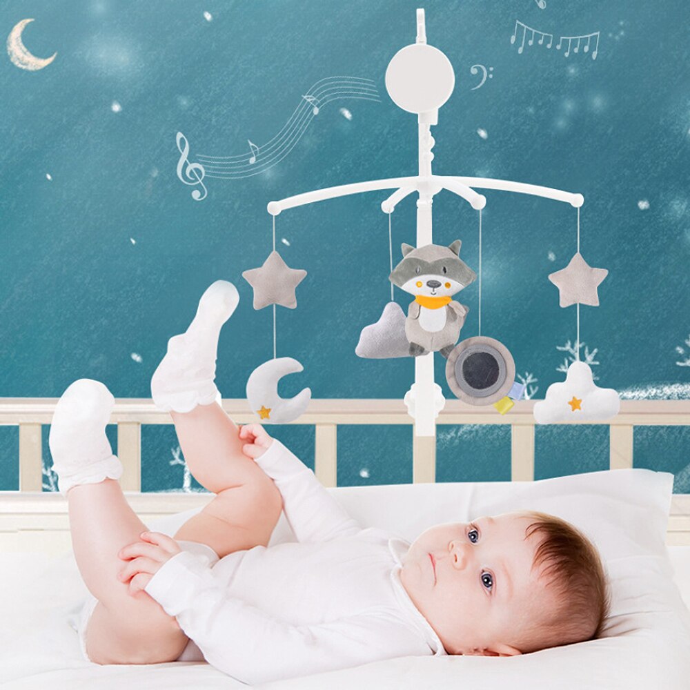 Baby Infant Krippe Mobile Rasseln Bett Glocke Spielzeug Rotierenden Musik Box mit Halter Baby Bett Kinderwagen Spielzeug Cartoon Puppe Spielzeug für Kinder
