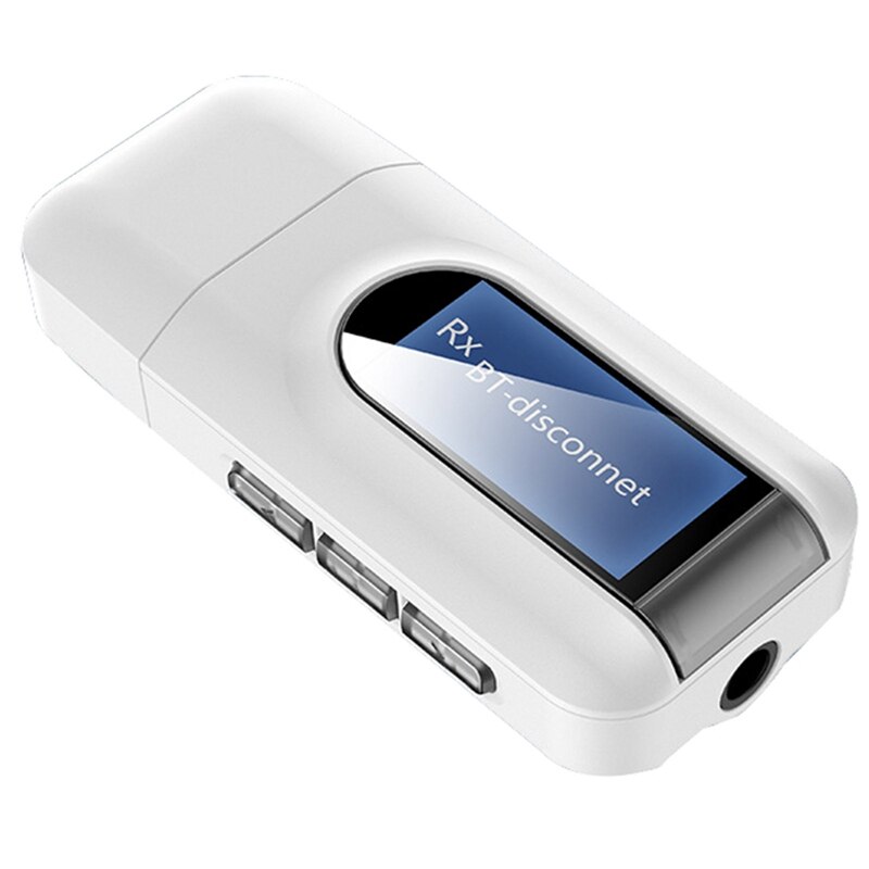 LCD Screen Display Bluetooth 5.0 Adapter Bluetooth Transmitter Receiver 2 IN 1 Wireless Audio 3.5mm USB AUX: Default Title