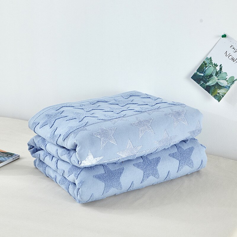 Baumwolle Blick Musselin Decke für Sofa Bett Sommer Bettdecke für freundlicher Erwachsene Atmungsaktive Gewinde Decken für Schlafsaal: Blau / 200x230 cm