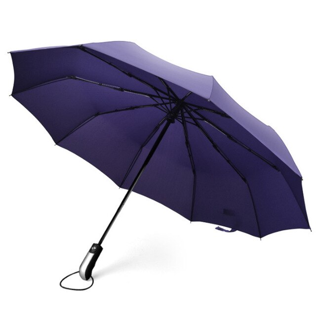 Wind Resistant Three Folding Automatic Umbrella Rain Women Auto Luxury Big Windproof Umbrellas Men Frame Windproof 10K Parasol: Purple