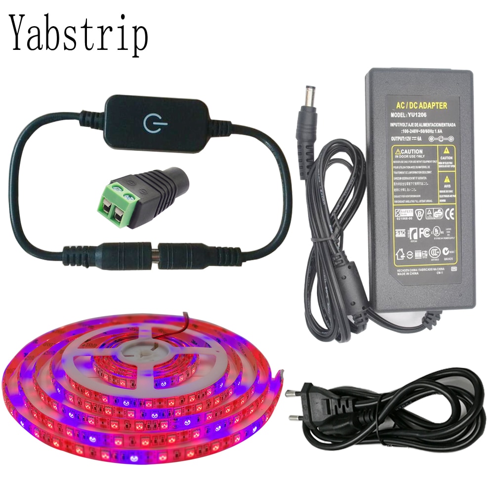 LED wachsen licht Streifen 5M/rolle SMD5050 300LEDs Wasserdicht verrotten blau Phyto Lampe berühren schalter Fitolamp Für innen blume pflanze lampe