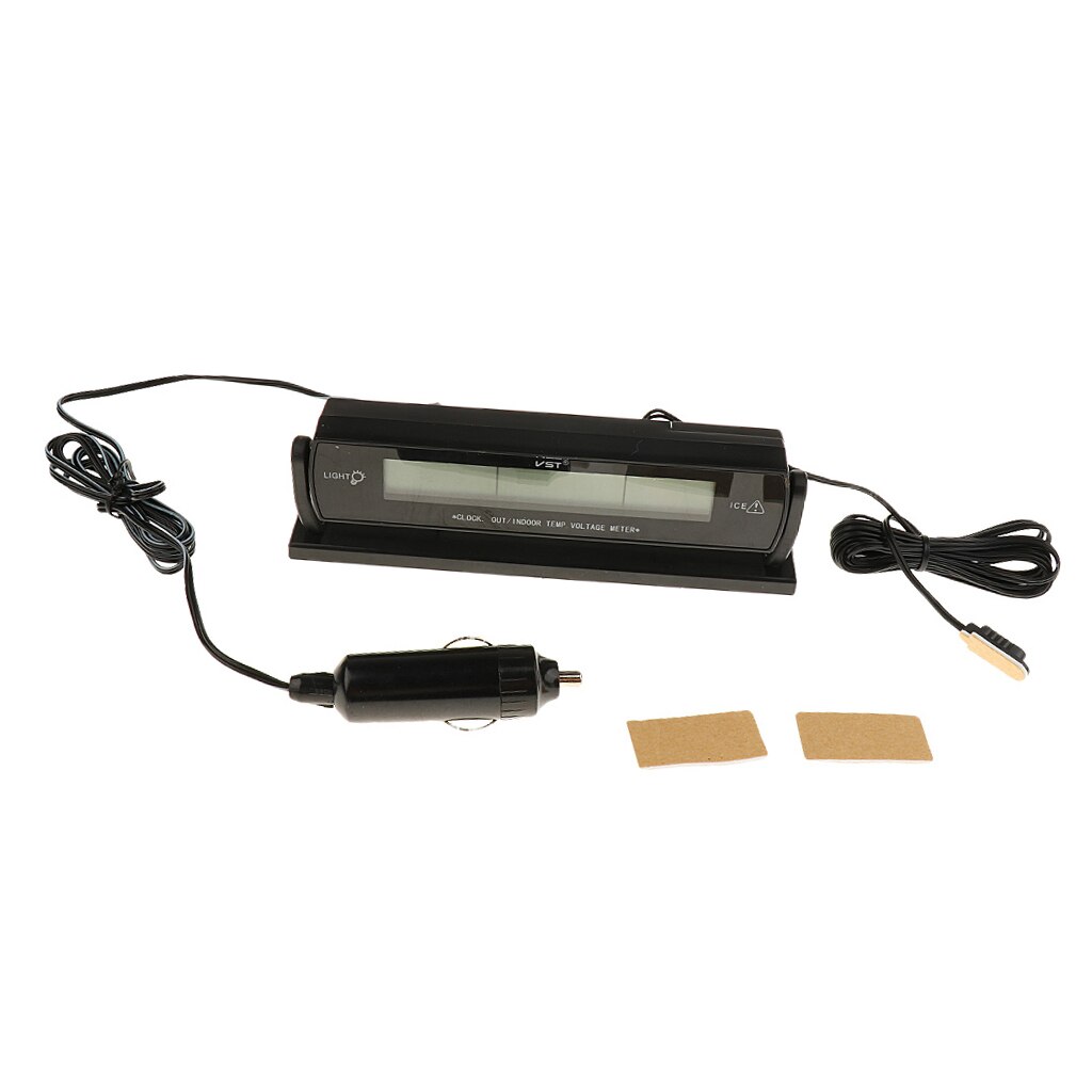 Car Voltage Monitor Meter Temperature Thermometer Battery Alarm Clock Display