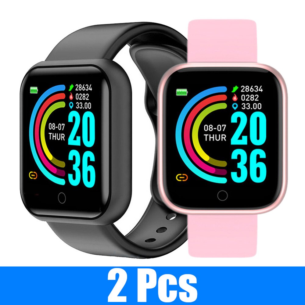 2 PCS Y68 Smart Watches D20 Fitness Tracker Blood Pressure Smartwatch Heart Rate Monitor Bluetooth Wristwatch for IOS Android