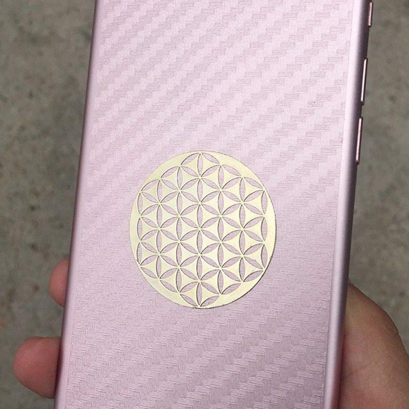 4 Pieces / Set of Flower of Life Metal Energy Decoration Sticker Mobile Phone Case Back Sticker Cup Sticker