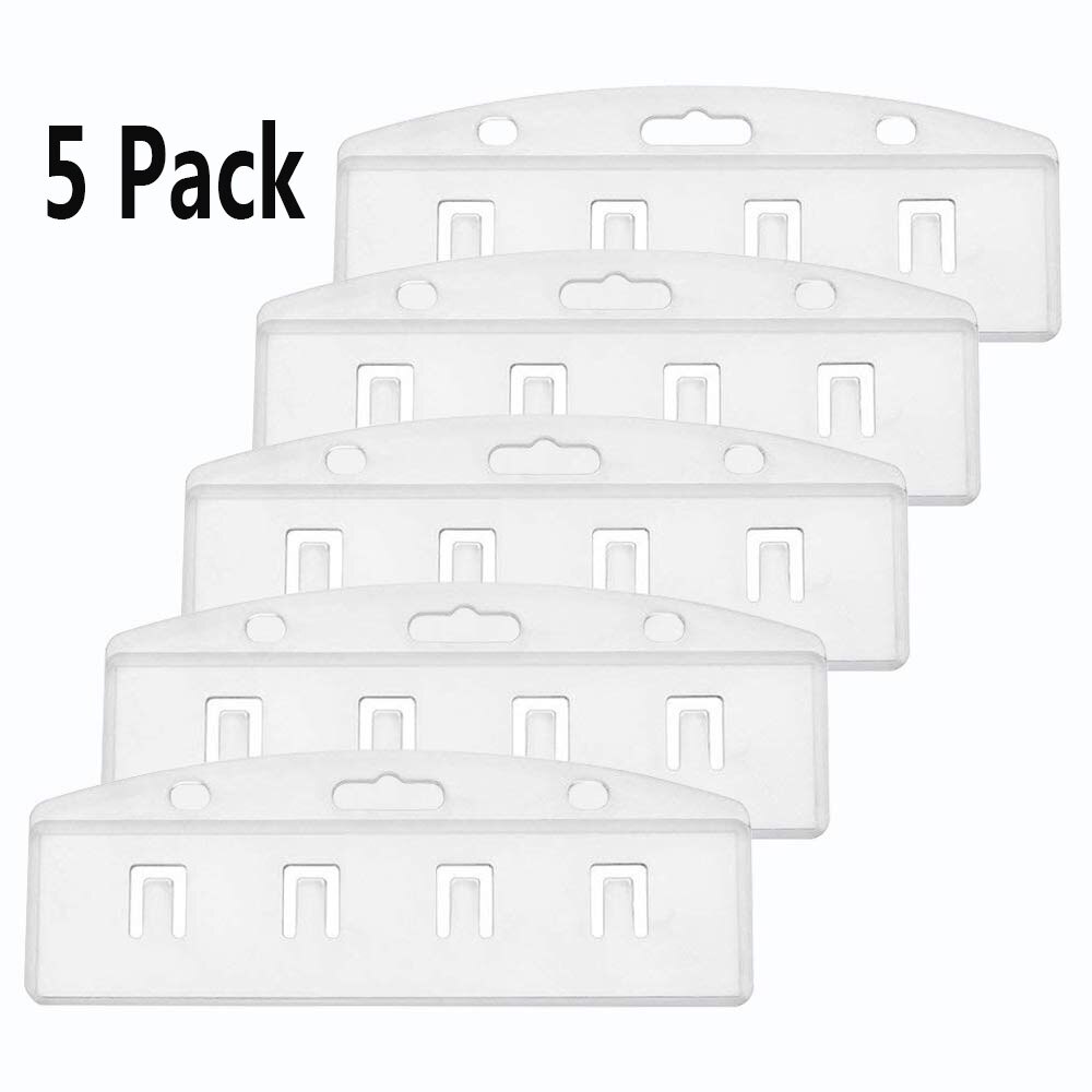 XRHYY Pack Van 5 Horizontale Half Kaart Badge Houder Voor Swipe ID Kaarten Frosted Stijve Polycarbonaat Plastic-Transparant