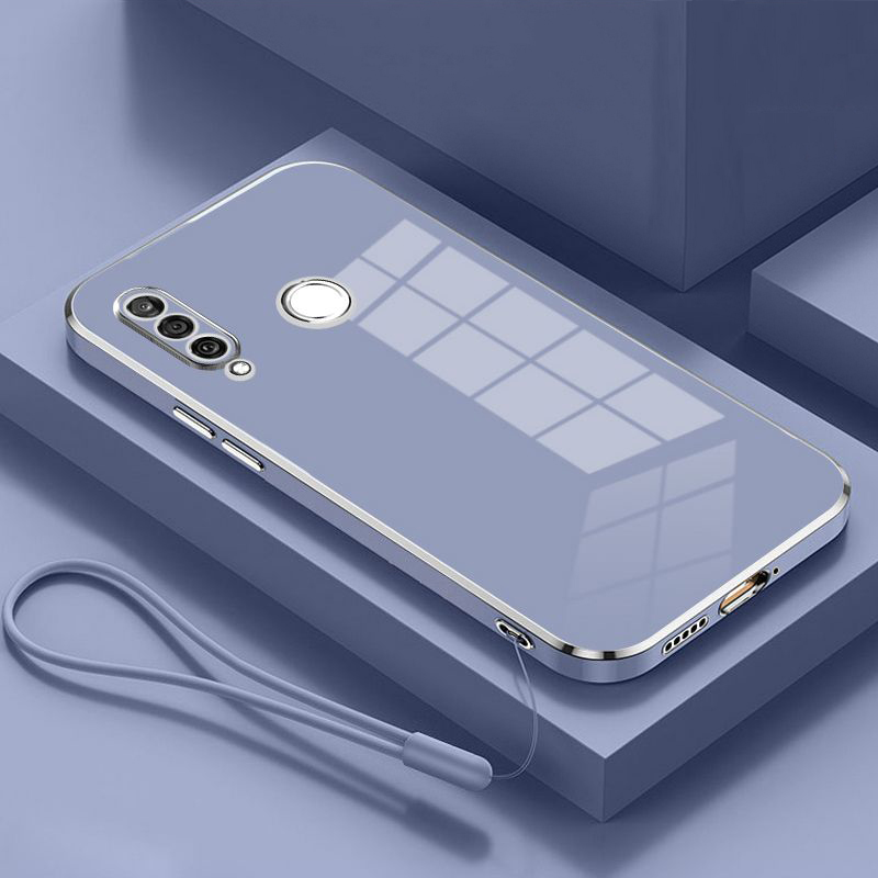 Para Huawei P30 lite funda Huawei P30 lite funda de teléfono MAR-LX1A MAR-LX3A MAR-LX2J funda de lujo chapada cuadrada cubierta trasera a prueba de golpes: Trans-rosa oscuro