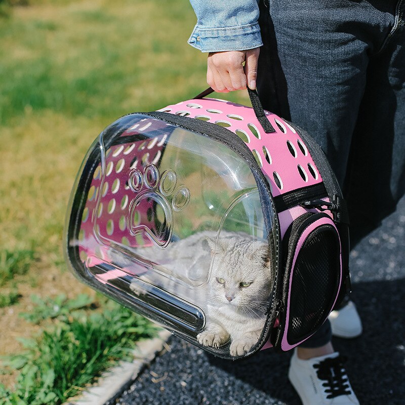 Large Space Foldable Pet Bag Portable Comfortable Breathable Pet Cat Transparent Portable EVA Polymer Foam PU Leather Material