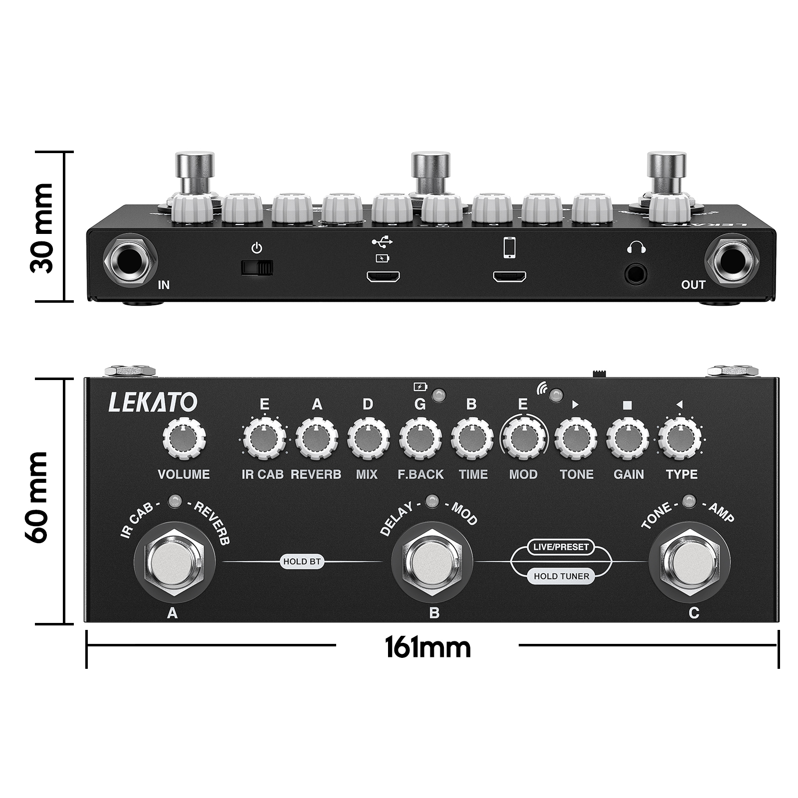 CUBE BABY-Pedal de múltiples efectos retardante, procesador de 8 armarios IR, simulación de Coro, efecto de guitarra, pedalaser, reverberación Vibrato