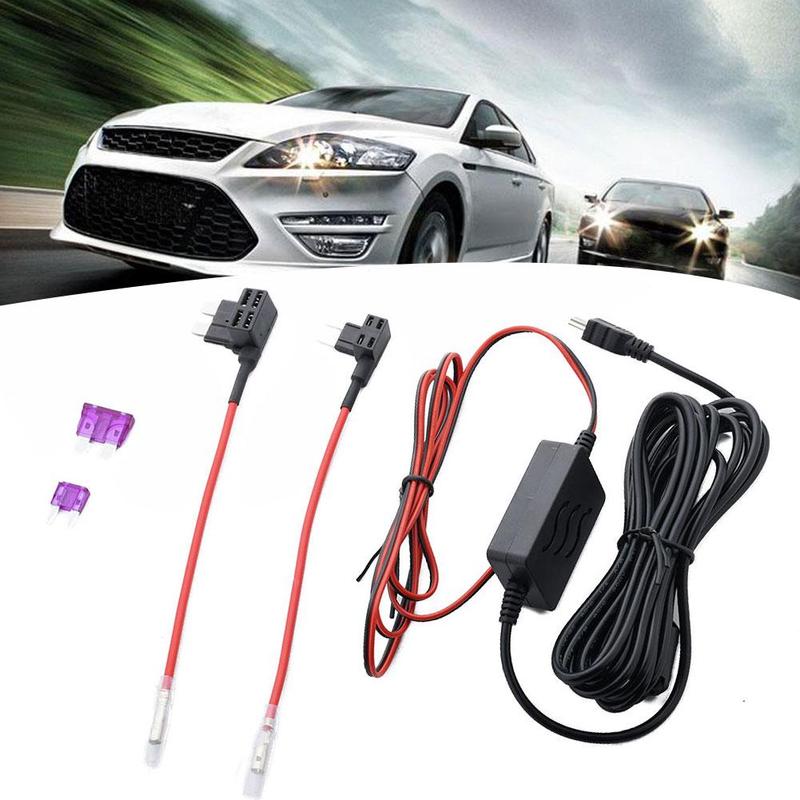 Para caja de fusibles Universal HardWire cámara de salpicadero de coche Kit cable Micro USB duro C5G5