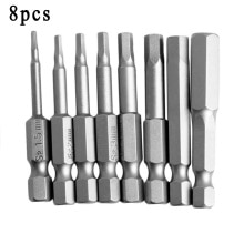 8 Stuks Set 50Mm 1/4 Inch Hex Shank Magnetic Hex Schroevendraaier Bits Elektrische Driver Bits Schroevendraaier Boor s2 H1.5-H8