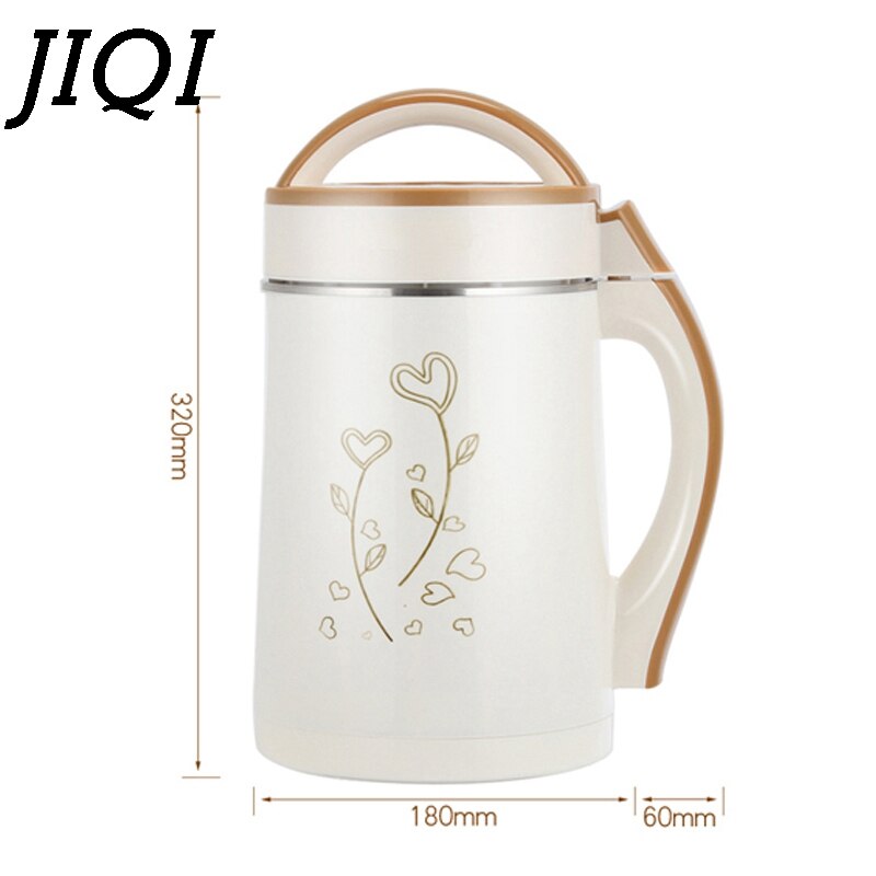 JIQI 2L Soymilk Machine Household Soyabean Milk Maker Stainless Steel Filter-free Heating Soy Beans Milk Juicer Grain Grinding