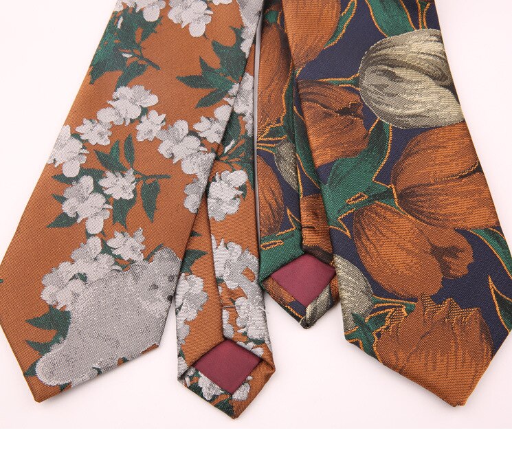 Linbaiway-corbatas de Jacquard con estampado Floral para hombre, corbatas delgadas para boda, de negocios