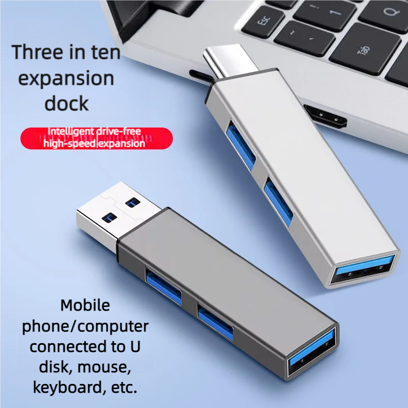 3 Port USB 3.0 USB Hub 2.0 Multi Type-C Ultra Slim Splitter Hub Use Power Adapter Multiple Expander 2.0 USB 3.0 Hub for PC