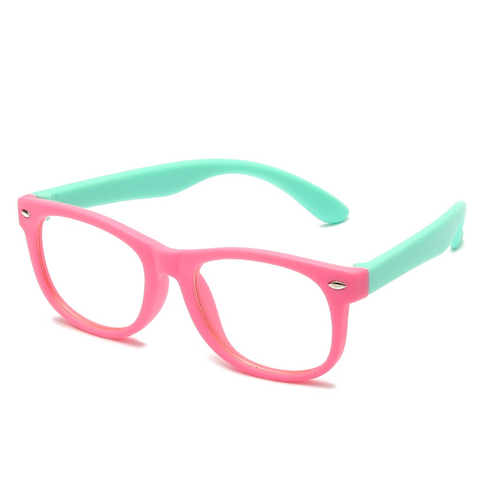 Niebieskie światło okulary dla dzieci dla chłopca dziewczyna dziecko oprawki optyczne przezroczyste okulary przeciwodblaskowe komputerowe okulary na receptę UV400: PinkGreen