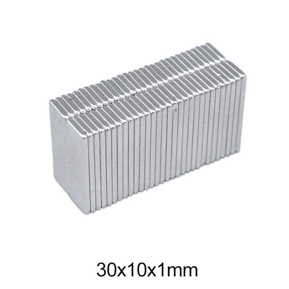 10 ~ 200 Stuks Dunne Quadrate Permanente Magneet 30X10X1 Dikte 1Mm Neodymium Magneet N35 30X10X1Mm Blok Sterke Magneet Vel 30*10*1