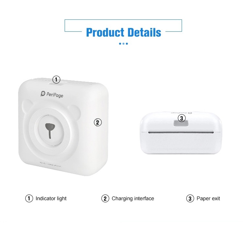 Peripage Portable Pocket Mini Photo Thermal Printer Wireless Sticker Printing Machine Free APP Support Multi-Language For Phone