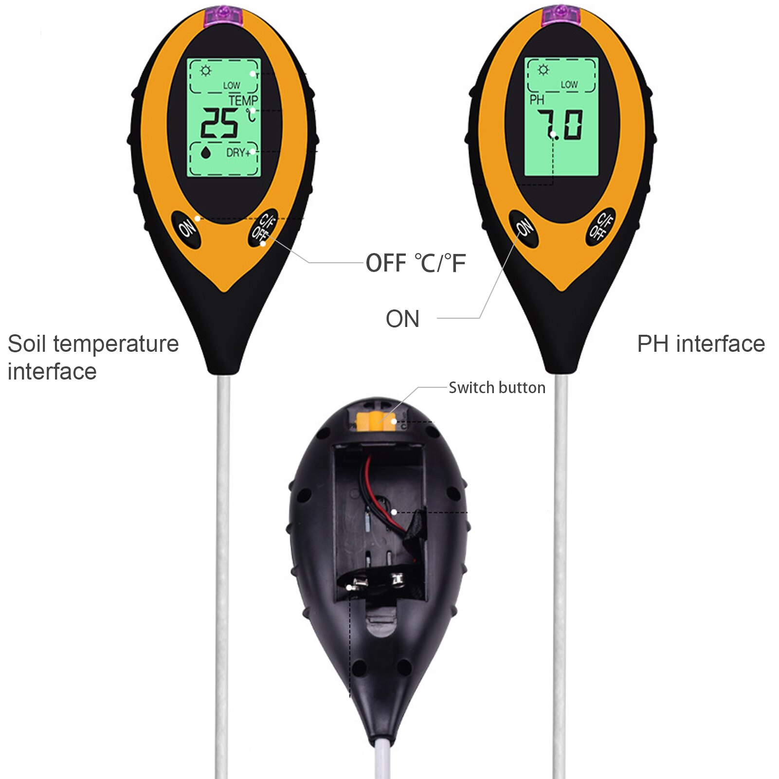 Soil pH Tester 4 in 1 PH Light Moisture Acidity Tester Soil Tester Moisture Meter Plant Soil Tester Kit for Flowers