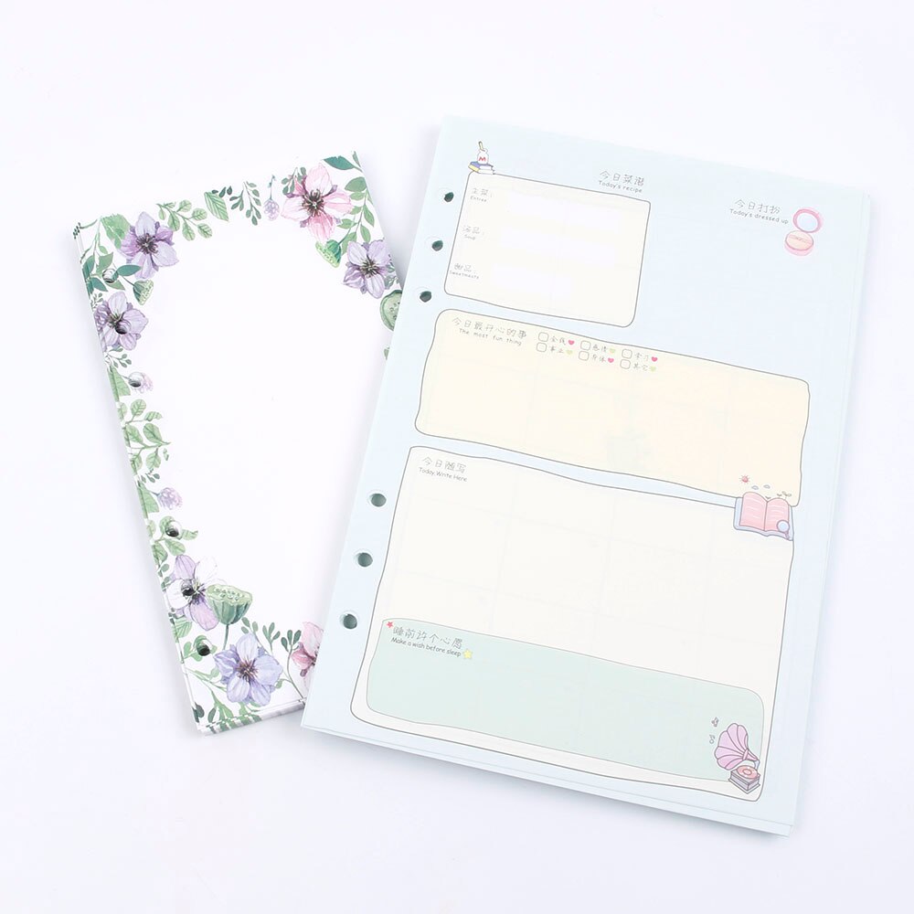 Loose Leaf Notebook Spiral Planner Refill Inner Paper A5 A6 Pages Diary Weekly Monthly Plan To do List