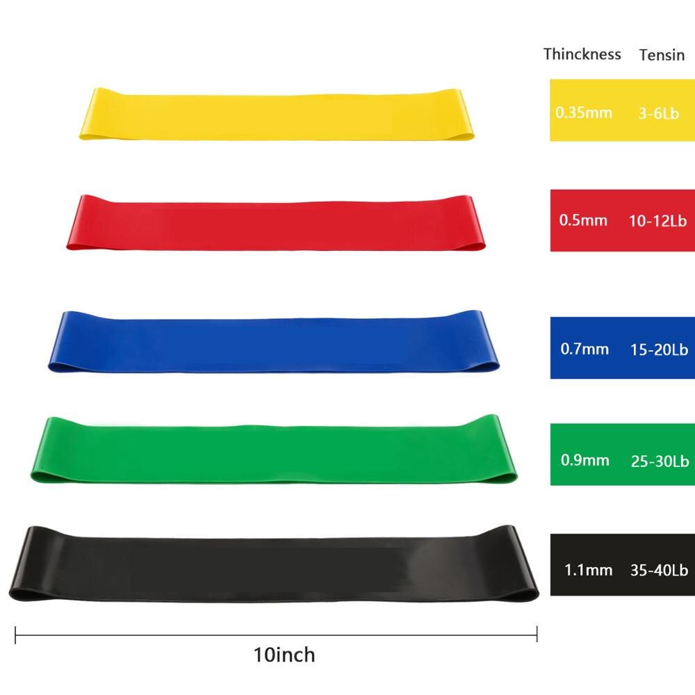 5 farger motstandsbånd gummibånd trening fitness gym utstyr gummiløkker latex yoga gym styrketrening atletisk band