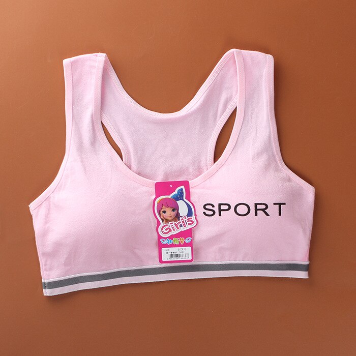 Cotton Training Bra 6-12 Years Girls Bra Breathable Girl Underwear Kids Teenage Children Student Sport Underwear Lingerie Bra: Pink girl underwear