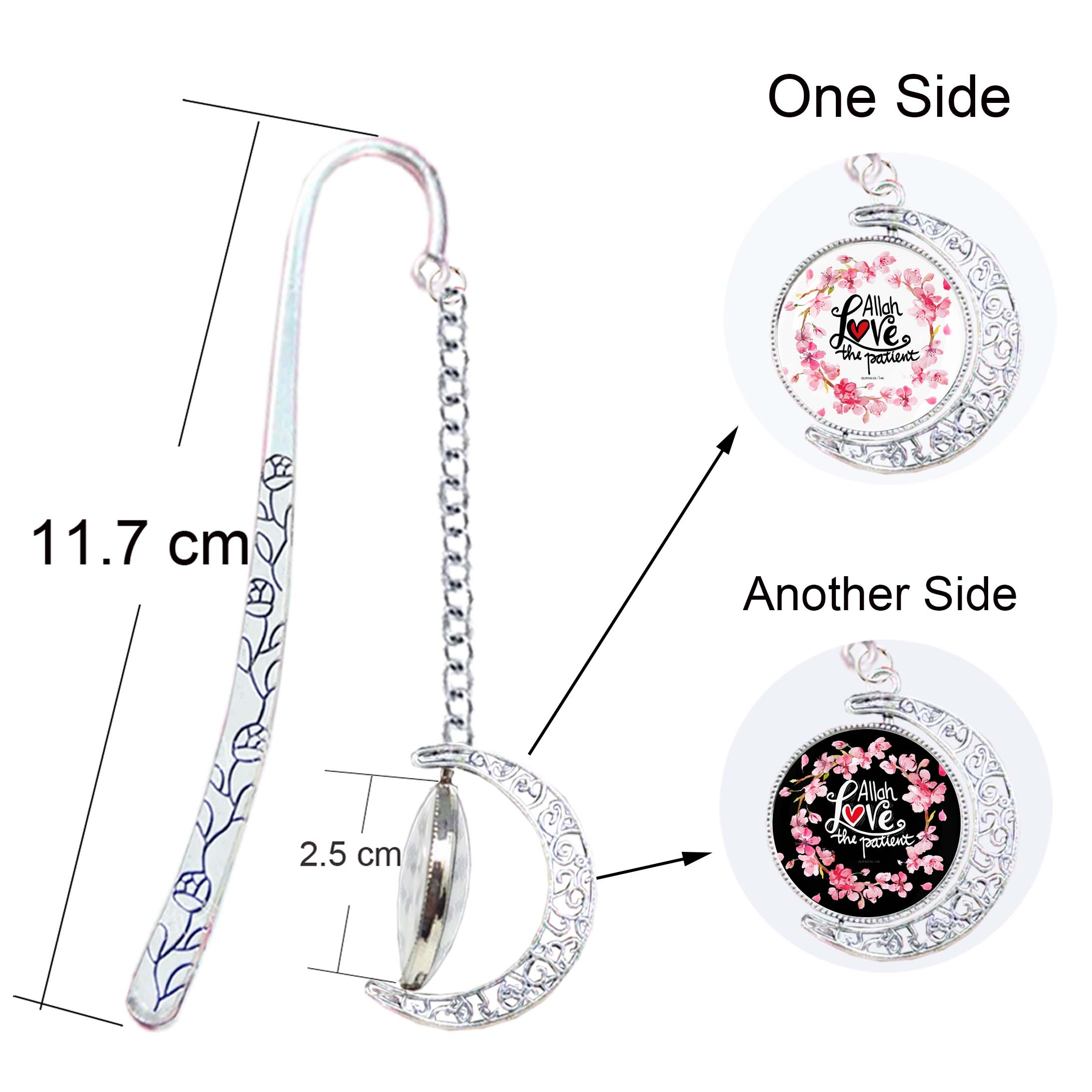 Islamic Quote - And Allah Loves The Patien 3 146 - Double Sided Bookmark Spinning Pendant Muhammad Koranic Book Mark Muslim: 1
