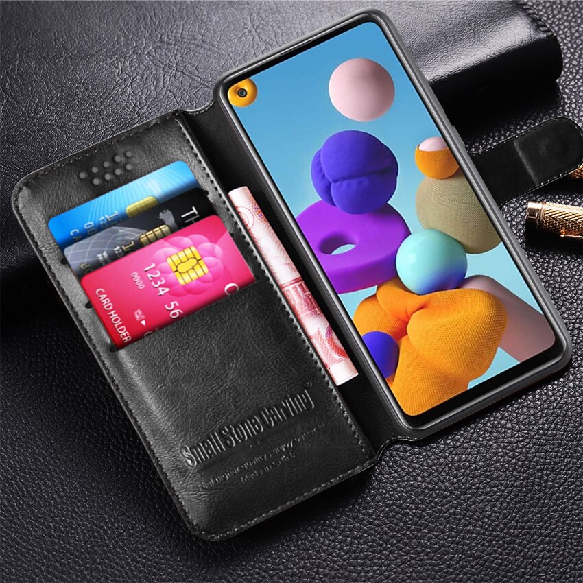 Funda de cuero con tapa para Samsung A21S, funda para Samsung Galaxy A21S, funda A 21 S A21 S, Fundas Coque con tarjetero