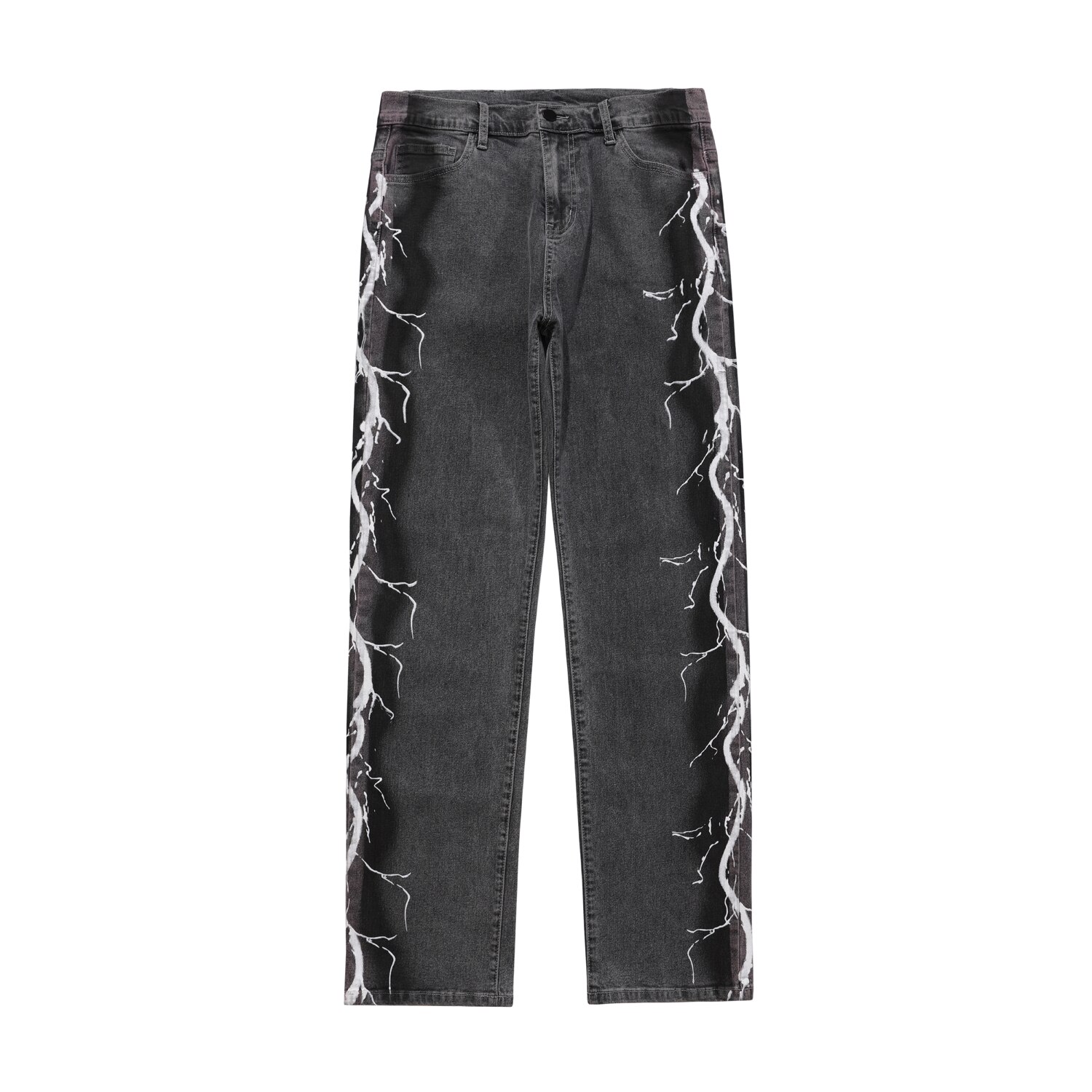 Tidesmec-pantalones vaqueros con estampado de rayos para hombre, ropa informal estilo Hip Hop, holgada,: Z79-Gray / S